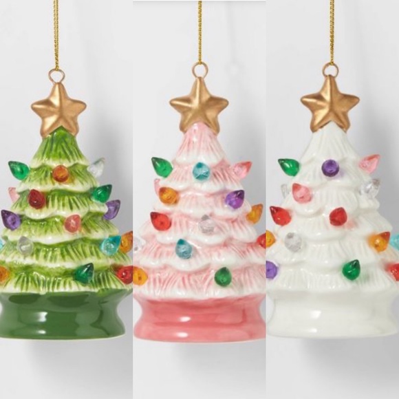 Target Holiday New Set Of 3 Lit Mini Ceramic Retro Christmas Tree